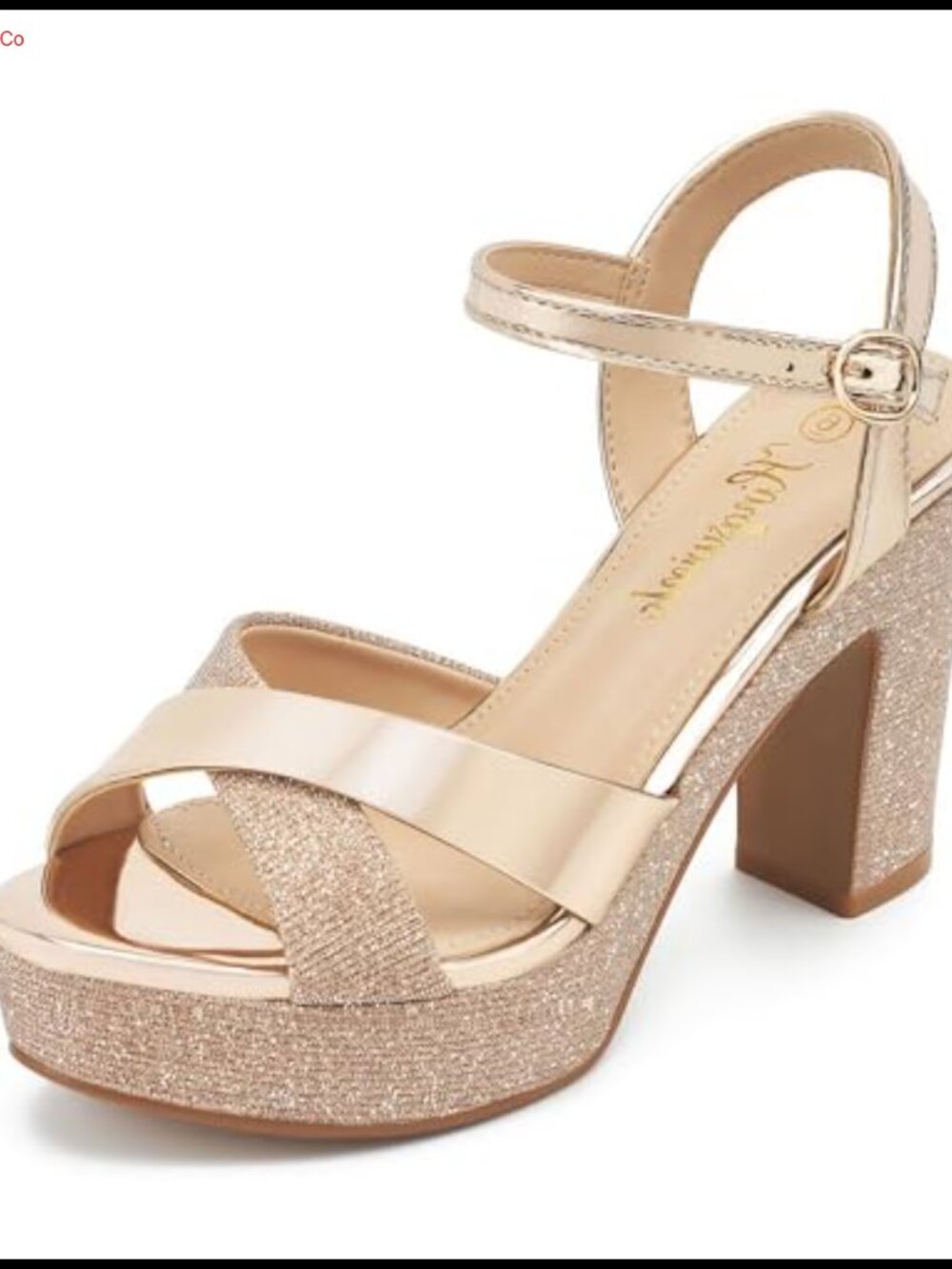 Sparkly Platform Heeled Sandals with Ankle Strap